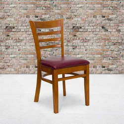 Flash Furniture Cherry Wood Chair-Burg Vinyl,PK2 2-XU-DGW0005LAD-CHY-BURV-GG