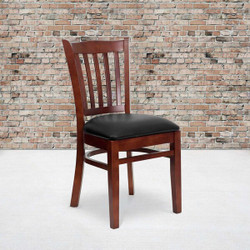 Flash Furniture Mahogany Wood Chair-Blk Vinyl,PK2 2-XU-DGW0008VRT-MAH-BLKV-GG