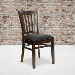 Flash Furniture Walnut Wood Chair-Blk Vinyl,PK2 2-XU-DGW0008VRT-WAL-BLKV-GG