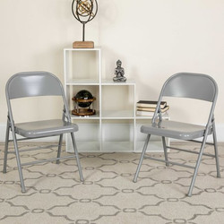 Flash Furniture Gray Metal Folding Chair,PK4 4-HF3-MC-309AS-GY-GG
