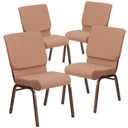 Flash Furniture Caramel Fabric Church Chair,PK4 4-FD-CH02185-CV-BN-GG