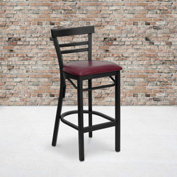 Flash Furniture Black Ladder Stool-Burg Seat,PK2 2-XU-DG6R9BLAD-BAR-BURV-GG