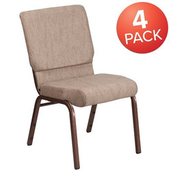 Flash Furniture Beige Fabric Church Chair,PK4 4-FD-CH02185-CV-BGE1-GG