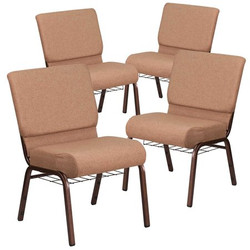 Flash Furniture Caramel Fabric Church Chair,PK4 4-FD-CH0221-4-CV-BN-BAS-GG