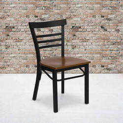 Flash Furniture Black Ladder Chair-Cherry Seat,PK2 2-XU-DG6Q6B1LAD-CHYW-GG