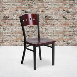 Flash Furniture Bk/Mah 4 Sqr Chair-Wood Seat,PK2 2-XU-DG-6Y1B-MAH-MTL-GG