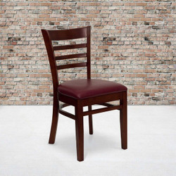 Flash Furniture Mahogany Wood Chair-Burg Vinyl,PK2 2-XU-DGW0005LAD-MAH-BURV-GG