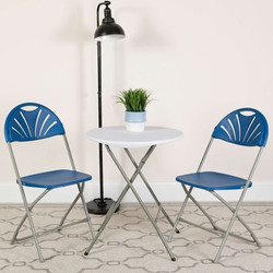 Flash Furniture Blue Plastic Folding Chair,PK2 2-LE-L-4-BL-GG