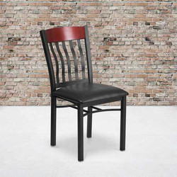 Flash Furniture Bk/Mah Vert Chair-Black Seat,PK2 2-XU-DG-60618-MAH-BLKV-GG