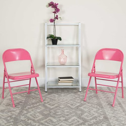 Flash Furniture Bubblegum Pink Folding Chair,PK2 2-HF3-PINK-GG