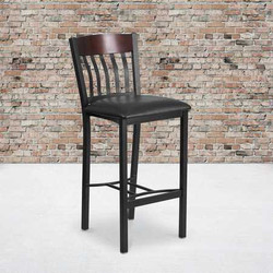 Flash Furniture Bk/Nat Vert Stool-Black Seat,PK2 2-XU-DG-60618B-WAL-BLKV-GG