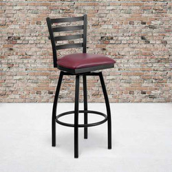 Flash Furniture Black Ladder Stool-Burg Seat,PK2 2-XU-6F8B-LADSWVL-BURV-GG