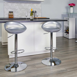 Flash Furniture Silver Vinyl Barstool,PK2 2-CH-TC3-1062-SIL-GG