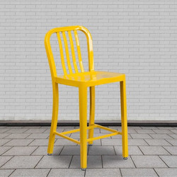 Flash Furniture Yellow Metal Outdoor Stool,24",PK2 2-CH-61200-24-YL-GG