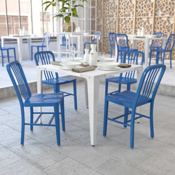 Flash Furniture Blue Metal Indoor-Outdoor Chair,PK2 2-CH-61200-18-BL-GG