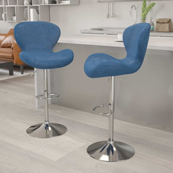 Flash Furniture Blue Fabric Barstool,PK2 2-CH-321-BLFAB-GG