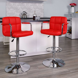 Flash Furniture Red Quilted Vinyl Barstool,PK2 2-CH-102029-RED-GG