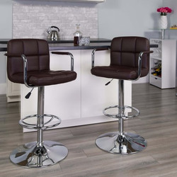 Flash Furniture Brown Quilted Vinyl Barstool,PK2 2-CH-102029-BRN-GG