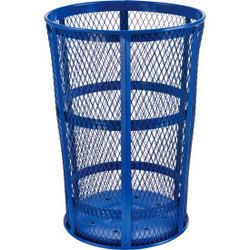 Global Industrial Outdoor Steel Mesh Corrosion Resistant Trash Can 48 Gallon Blu