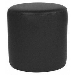 Flash Furniture Pouf,Barrington Round,Black Leather QY-S10-5001-1-BKL-GG