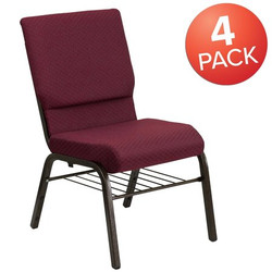 Flash Furniture Burgundy Fabric Church Chair,PK4 4-XU-CH-60096-BYXY56-BAS-GG