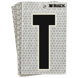 Brady Refl. Letter Label, T, Glow in Dark,PK10  3020-T