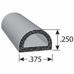 Trim-Lok Rubber Seal,1/4" H,100 ft L,D Shape X1153BT-100