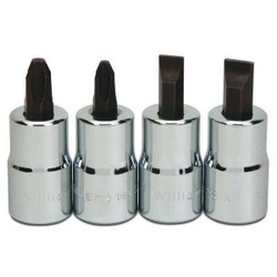Williams Screwdriver Bit Socket Set,1/2" D,4pcs. WSSSP-4RC
