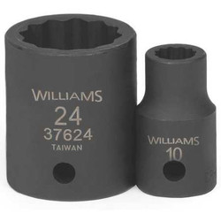 Williams Impact Socket,1/2" D,20mm 12 Pt 37620