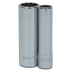 Williams Deep Socket,1/4" D,12Pt,7/16" MD-1214