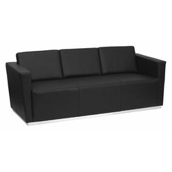 Flash Furniture Leather Sofa,Straight Arm,Black ZB-TRINITY-8094-SOFA-BK-GG