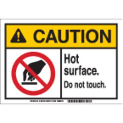 Brady Caution Sign,7"Hx10"W,Hot Surface 145746