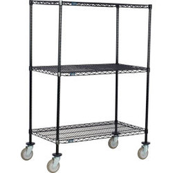 Nexel 3 Shelf Truck Black Epoxy 72""W x 24""D x 60""H Polyurethane Swivel Caster