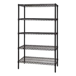 Quantum Storage Systems Wire Shelving,18"x48"x86",Black Epoxy WR86-1848BK-5