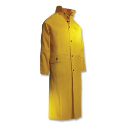 Sitex Rain Coat with Detachable Hood, 48 in L, 0.35 mm Thick, PVC/Polyester, Yellow, Large