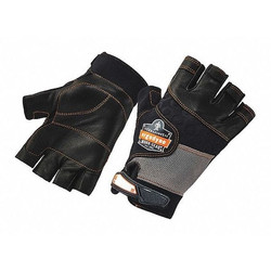 Proflex by Ergodyne Impact Gloves,Hlf-Fngr,Leather,Blk,XL,PR 901