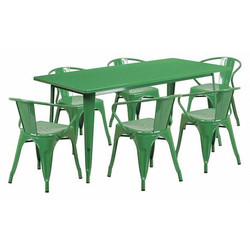 Flash Furniture Green Metal Table Set,31-1/2"X63" ET-CT005-6-70-GN-GG
