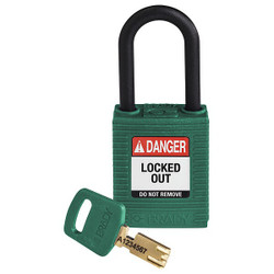 Brady Lockout Padlock,Green,1-13/16" H Body NYL-GRN-38PL-KD