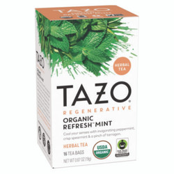 Tazo® Tea Bags, Organic Refresh Mint, 16/Box, 6 Boxes/Carton 10794522003508