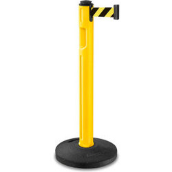 Lavi Industries Tempest Retractable Belt Barrier 38-1/4"" Yellow Post 12' Black/