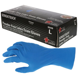 MCR Safety® Sensatouch™ Disposable Latex Gloves, Large, Blue, 10 Boxes/50 Each