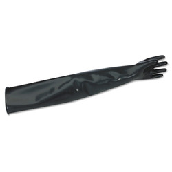 Neoprene Glovebox Gauntlet Ambidextrous Gloves, Black, Smooth, Size 9 3/4