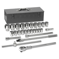 27 Piece Surface Drive Socket Sets With 24 Tooth Ratchet, 1/2 in, 12 Point