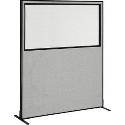 Interion Freestanding Office Partition Panel with Partial Window 60-1/4""W x 96"