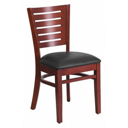 Flash Furniture Restaurant Chair,Mahogany Wood,Blk Vinyl XU-DG-W0108-MAH-BLKV-GG