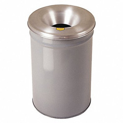 Justrite Trash Can,Round,12 gal.,Gray  26612G  WITH TOP