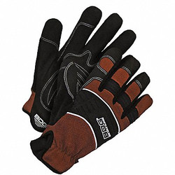 Bdg Gloves,Black/Brown,Shirred Slip-On,L 20-1-10009-L