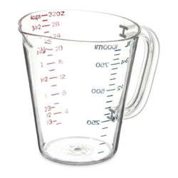 Carlisle Commercial Measuring Cup, 1 qt, Plastic, Clear 4314307
