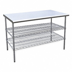Sim Supply Fixed Work Table,SS,60" W,30" D  4UEL8