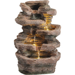 Lumineo 10.6 In. W. x 15.4 In. H. x 8.3 In. L. Polyresin Rock Waterfall Fountain